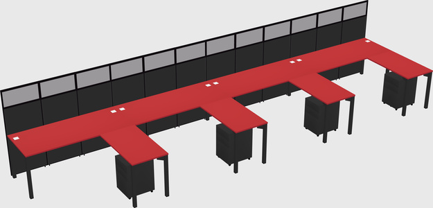 Shared l-shaped cubicle