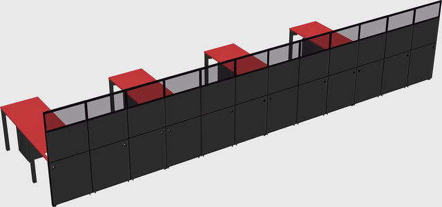Shared l-shaped cubicle