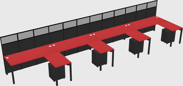 Shared l-shaped cubicle