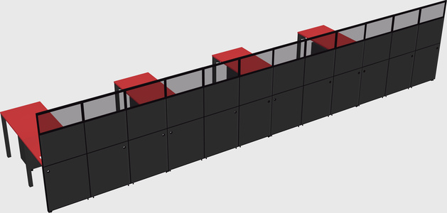Shared l-shaped cubicle