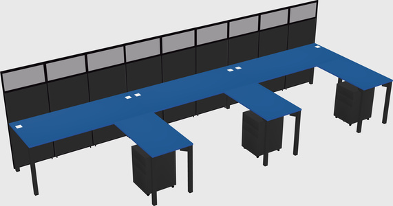 Shared l-shaped cubicle
