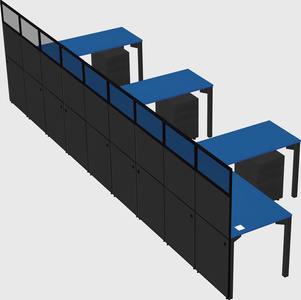 Shared l-shaped cubicle