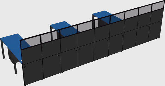 Shared l-shaped cubicle