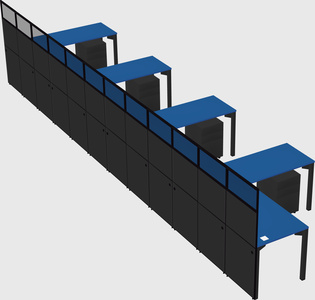 Shared l-shaped cubicle