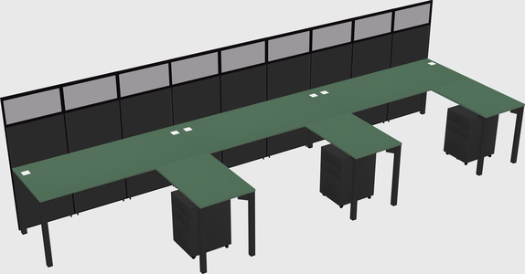 Shared l-shaped cubicle