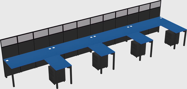 Shared l-shaped cubicle