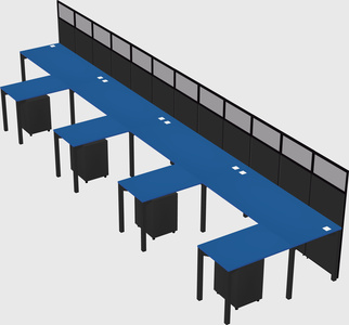 Shared l-shaped cubicle