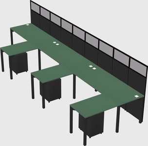 Shared l-shaped cubicle