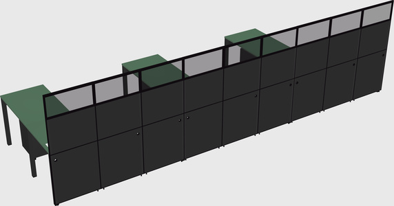 Shared l-shaped cubicle