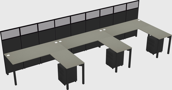 Shared l-shaped cubicle