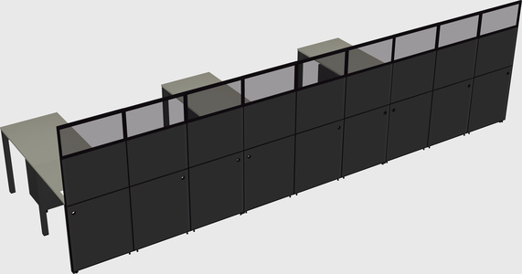 Shared l-shaped cubicle