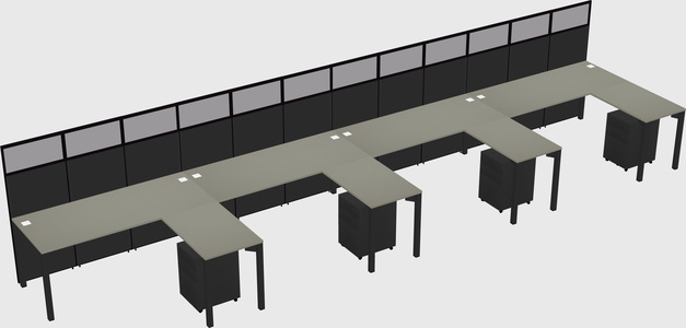 Shared l-shaped cubicle