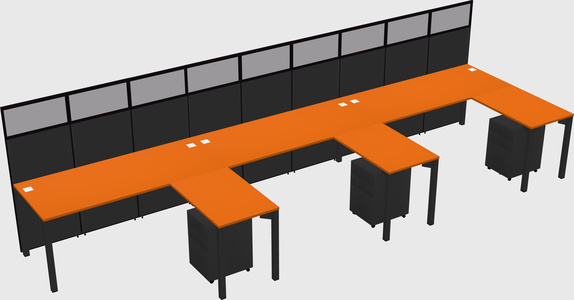 Shared l-shaped cubicle