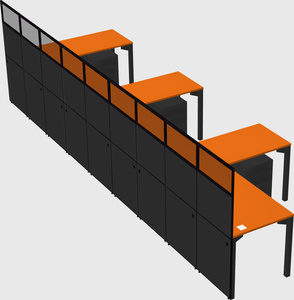 Shared l-shaped cubicle