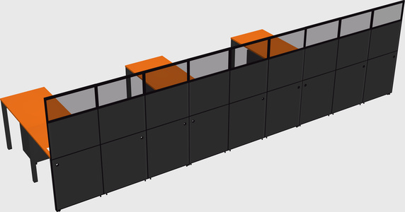 Shared l-shaped cubicle