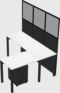Shared l-shaped cubicle