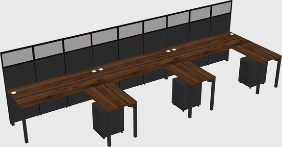 Shared l-shaped cubicle