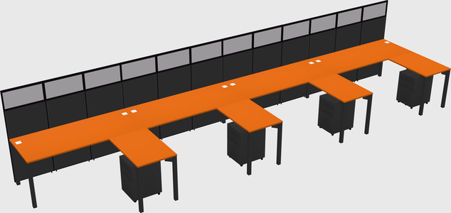 Shared l-shaped cubicle