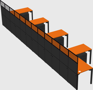 Shared l-shaped cubicle