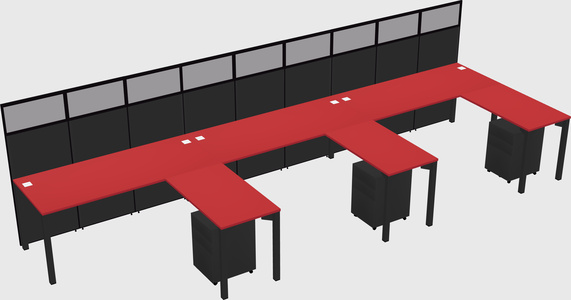Shared l-shaped cubicle