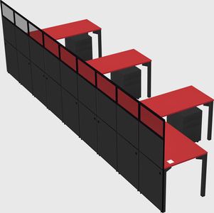 Shared l-shaped cubicle
