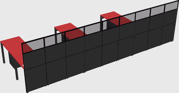 Shared l-shaped cubicle