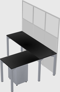 Shared l-shaped cubicle