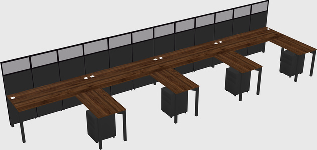 Shared l-shaped cubicle