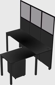 Shared l-shaped cubicle