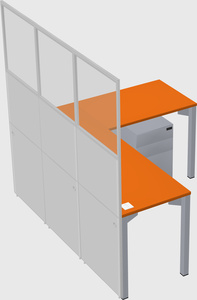 Shared l-shaped cubicle