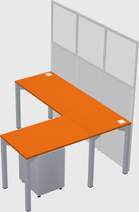 Shared l-shaped cubicle