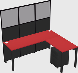Shared l-shaped cubicle