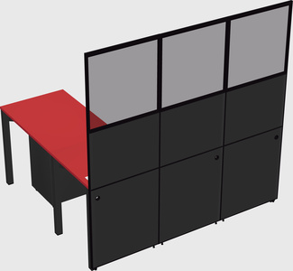 Shared l-shaped cubicle