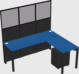 Shared l-shaped cubicle