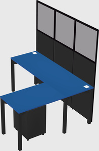 Shared l-shaped cubicle