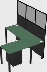 Shared l-shaped cubicle