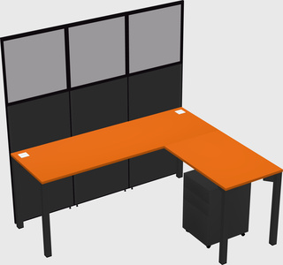 Shared l-shaped cubicle