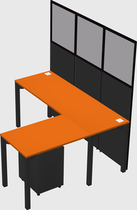 Shared l-shaped cubicle