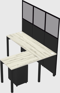 Shared l-shaped cubicle