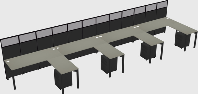 Shared l-shaped cubicle