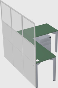 Shared l-shaped cubicle