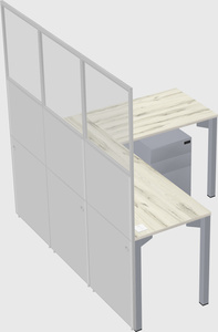 Shared l-shaped cubicle