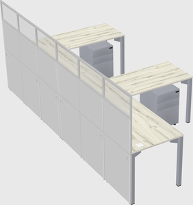 Shared l-shaped cubicle