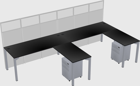 Shared l-shaped cubicle