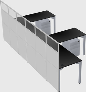 Shared l-shaped cubicle