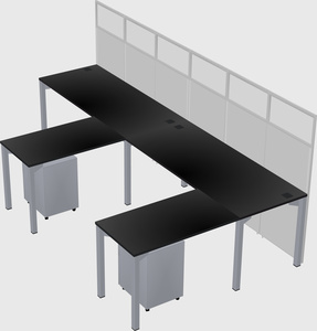 Shared l-shaped cubicle