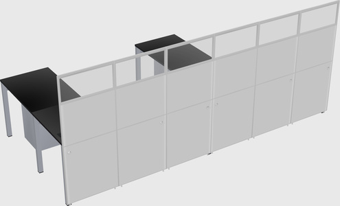 Shared l-shaped cubicle