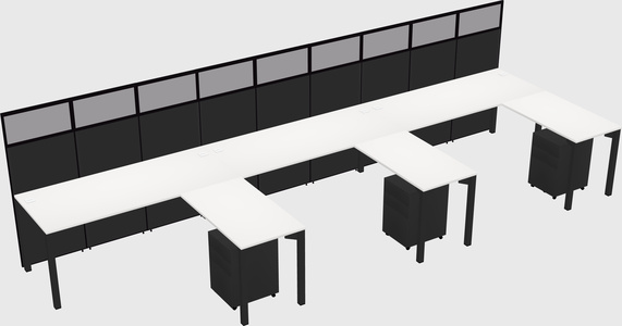 Shared l-shaped cubicle