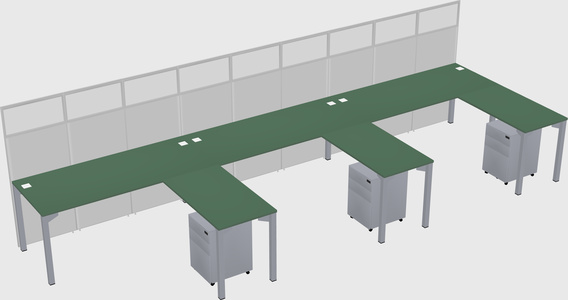 Shared l-shaped cubicle