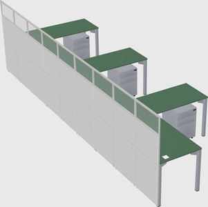 Shared l-shaped cubicle